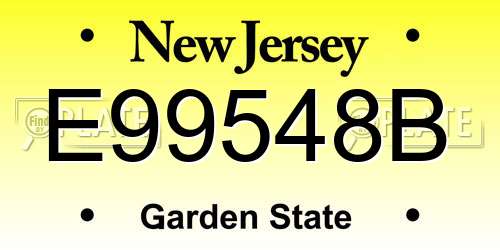 E99548B New Jersey License Plate