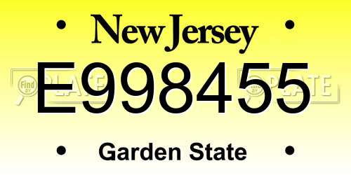 E998455 New Jersey License Plate