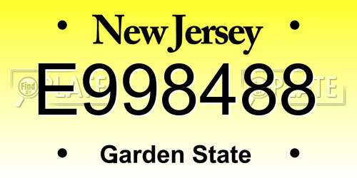 E998488 New Jersey License Plate