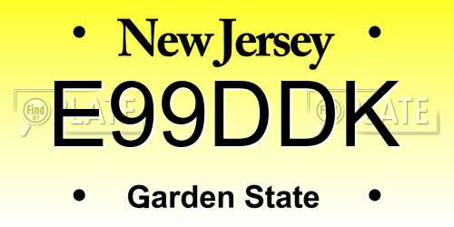 E99DDK New Jersey License Plate