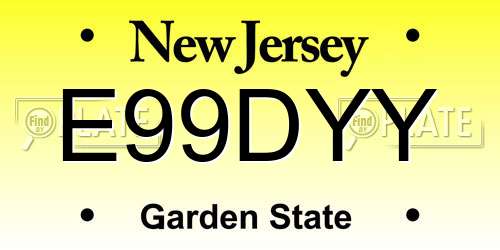 E99DYY New Jersey License Plate