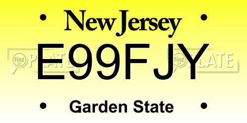 E99FJY New Jersey License Plate