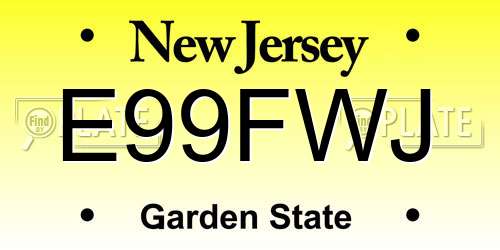 E99FWJ New Jersey License Plate