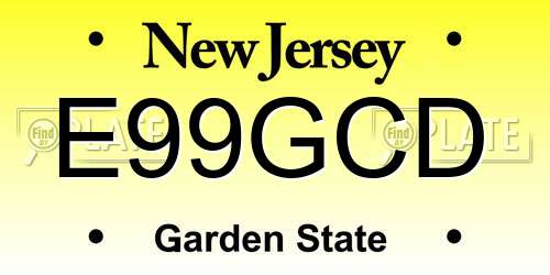 E99GCD New Jersey License Plate