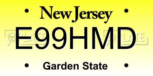 E99HMD New Jersey License Plate