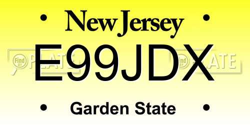 E99JDX New Jersey License Plate