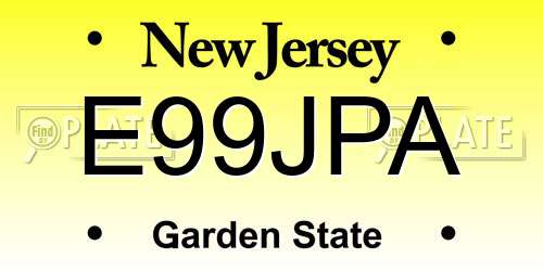 E99JPA New Jersey License Plate