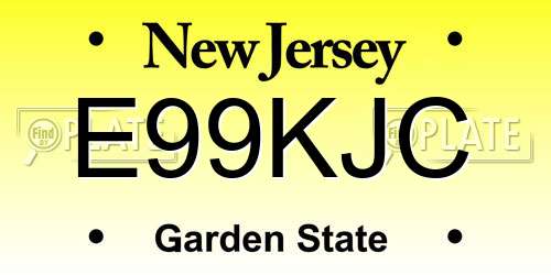 E99KJC New Jersey License Plate