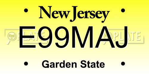 E99MAJ New Jersey License Plate