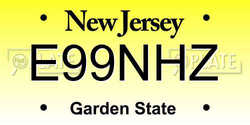 E99NHZ New Jersey License Plate
