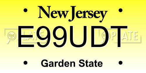 E99UDT New Jersey License Plate