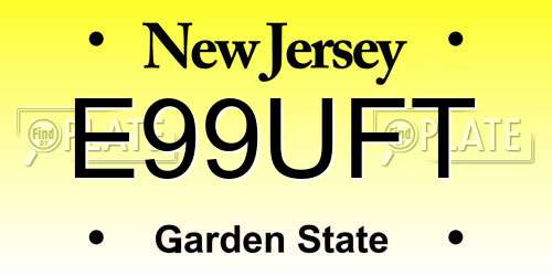 E99UFT New Jersey License Plate