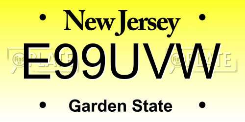 E99UVW New Jersey License Plate