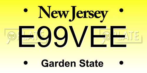 E99VEE New Jersey License Plate