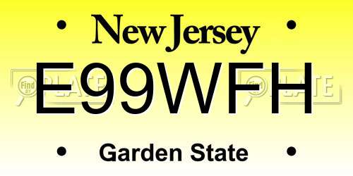 E99WFH New Jersey License Plate