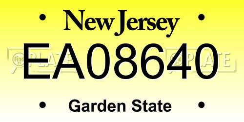 EA08640 New Jersey License Plate