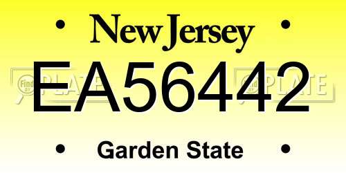 EA56442 New Jersey License Plate