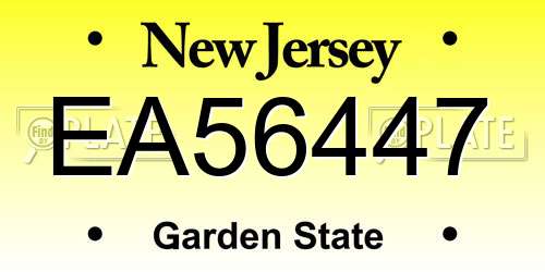 EA56447 New Jersey License Plate