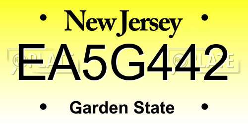 EA5G442 New Jersey License Plate