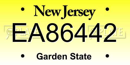 EA86442 New Jersey License Plate