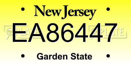 EA86447 New Jersey License Plate