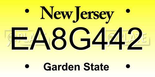 EA8G442 New Jersey License Plate