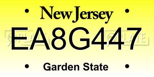 EA8G447 New Jersey License Plate
