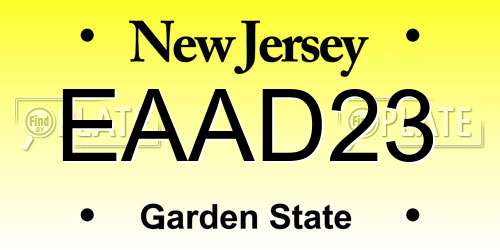 EAAD23 New Jersey License Plate