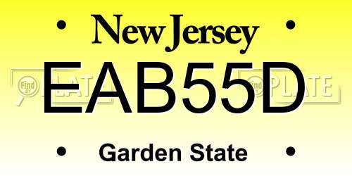 EAB55D New Jersey License Plate