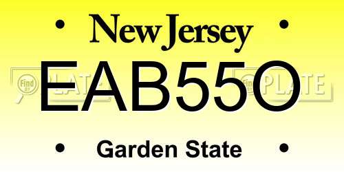 EAB55O New Jersey License Plate