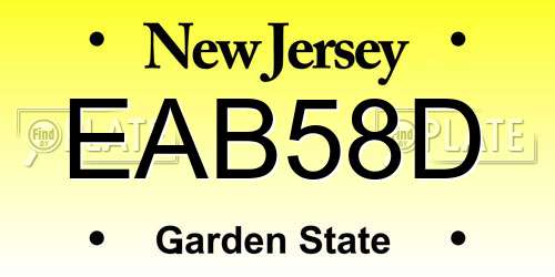 EAB58D New Jersey License Plate