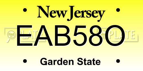 EAB58O New Jersey License Plate