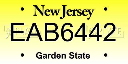 EAB6442 New Jersey License Plate