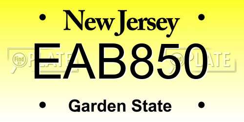 EAB850 New Jersey License Plate