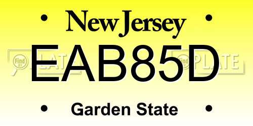 EAB85D New Jersey License Plate