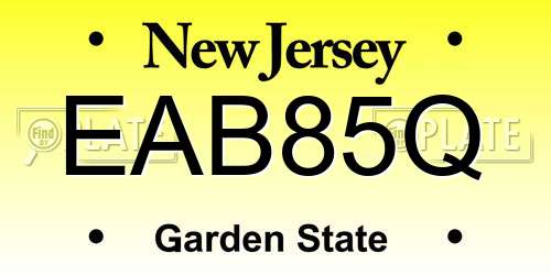 EAB85Q New Jersey License Plate