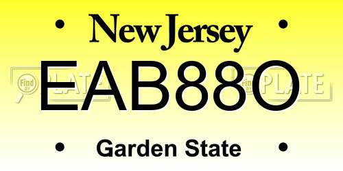 EAB88O New Jersey License Plate