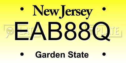 EAB88Q New Jersey License Plate