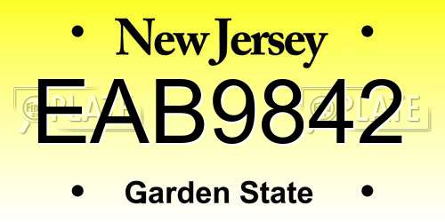 EAB9842 New Jersey License Plate