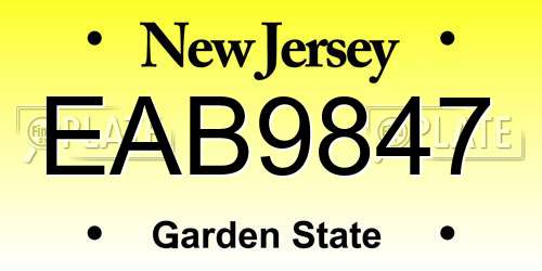 EAB9847 New Jersey License Plate