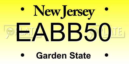 EABB50 New Jersey License Plate