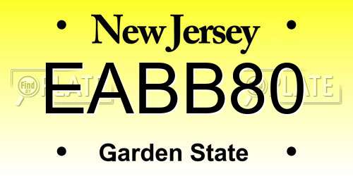 EABB80 New Jersey License Plate