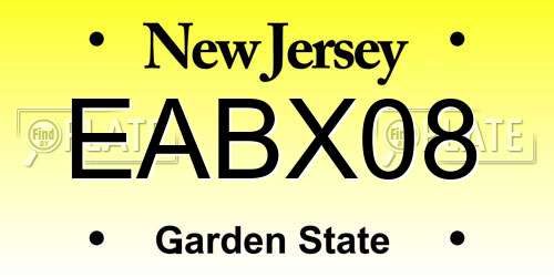 EABX08 New Jersey License Plate
