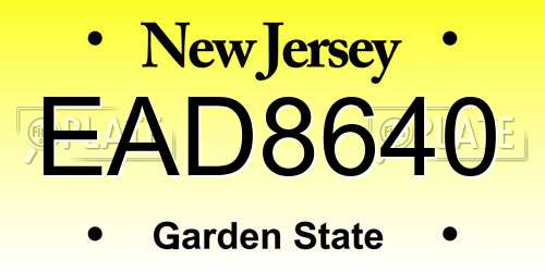 EAD8640 New Jersey License Plate