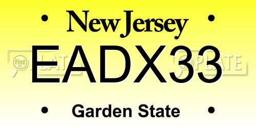 EADX33 New Jersey License Plate