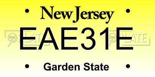 EAE31E New Jersey License Plate