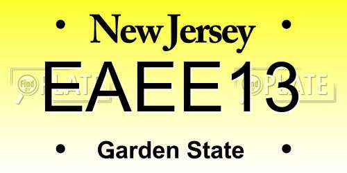 EAEE13 New Jersey License Plate