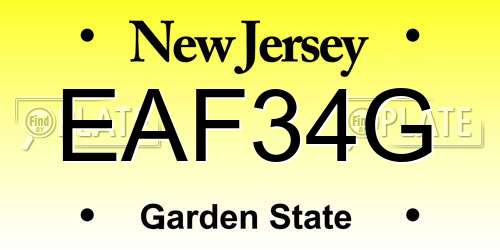 EAF34G New Jersey License Plate