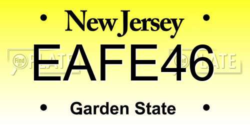 EAFE46 New Jersey License Plate