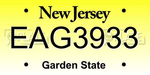 EAG3933 New Jersey License Plate
